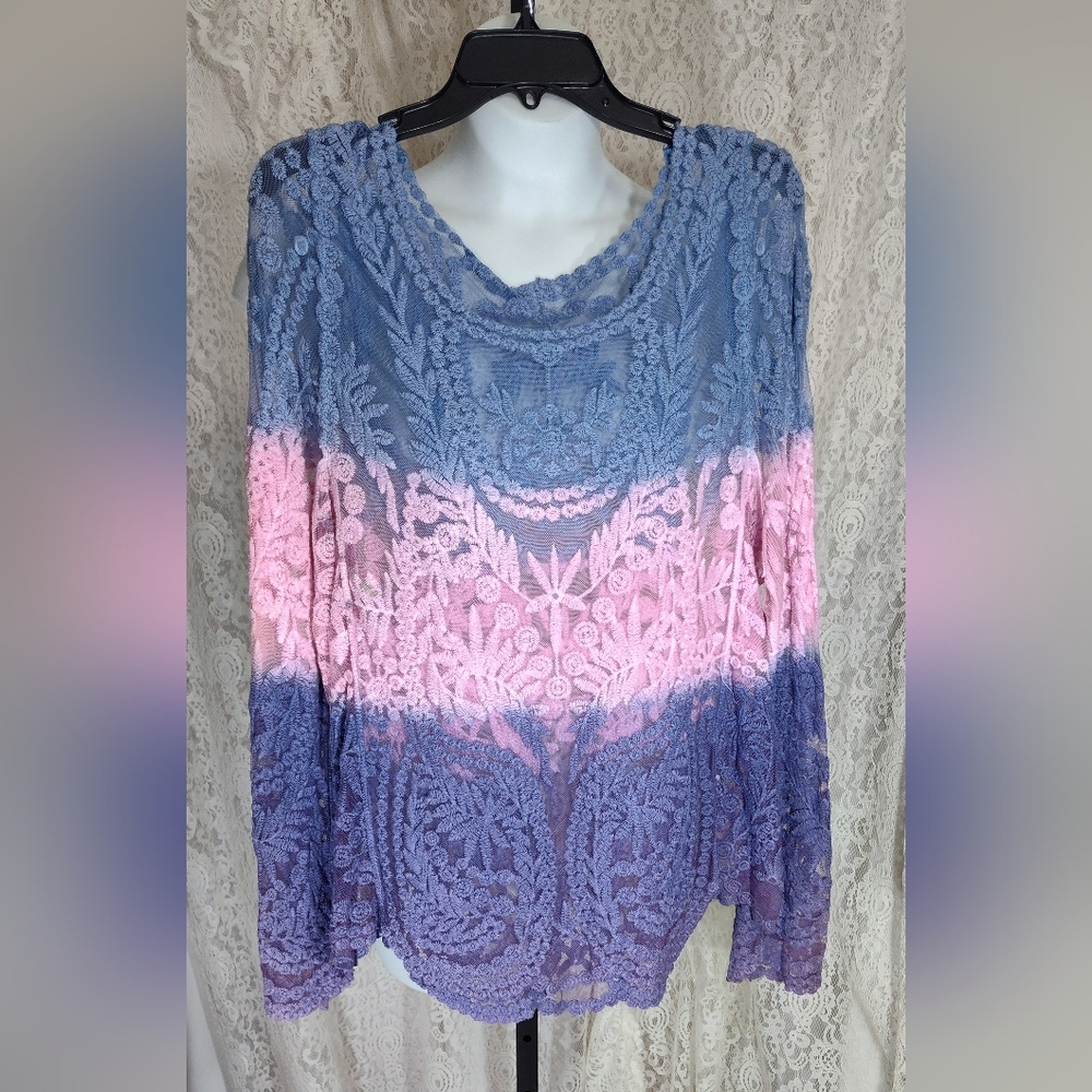 Ombre Lace Top Blue Pink Purple